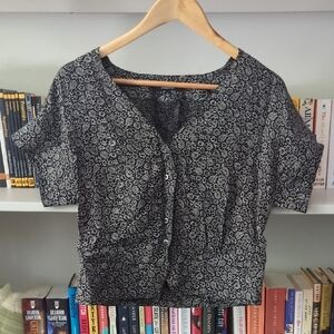 Madewell Pleated Short Sleeve Blouse